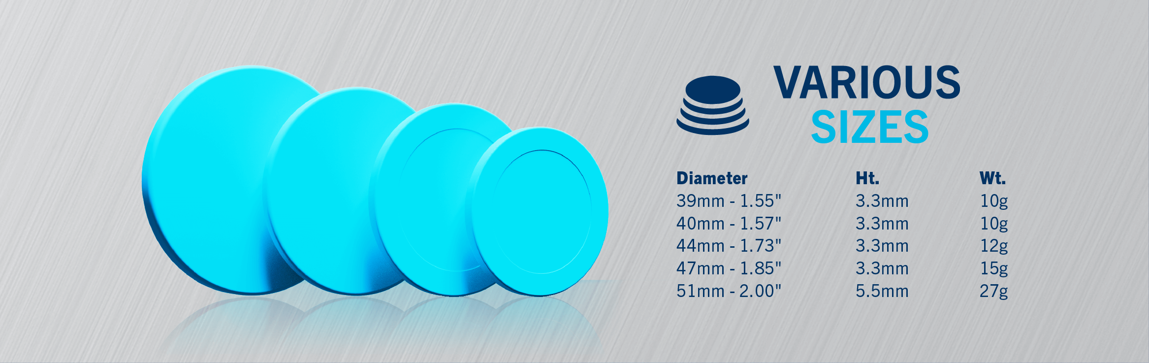 CHIPCO Custom Gaming Chip Sizes